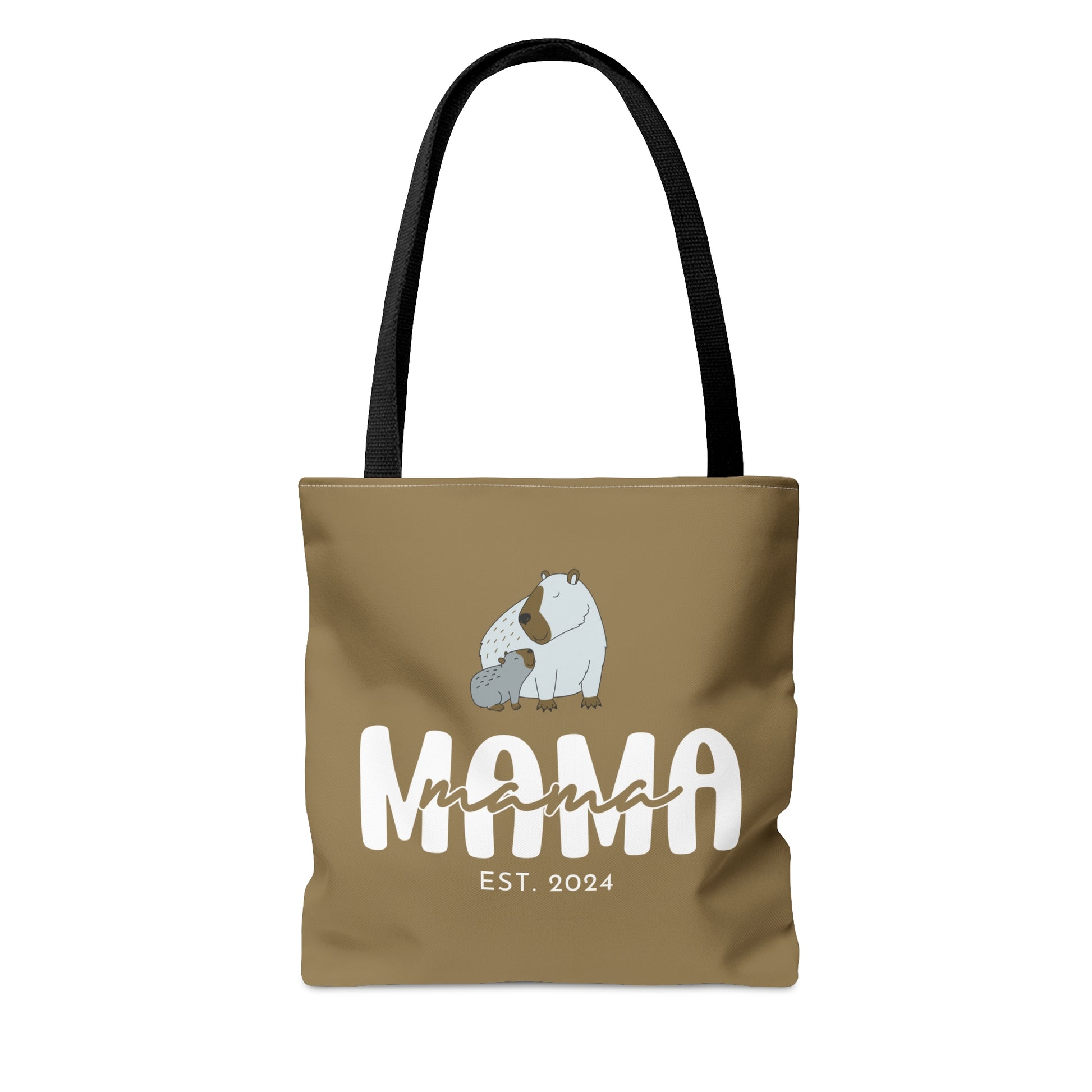 Custom Mama Capybara Tote Bag Khaki, Gift for Mom Custom Tote Bag    - HolidayShoppingFinds