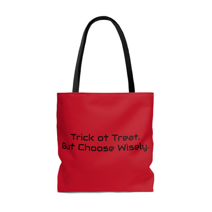 Saw Jigsaw Tote Bag, Halloween Horror Movie Fan Red Bag, Choose Wisely, Trick ot Treat Bag    - HolidayShoppingFinds