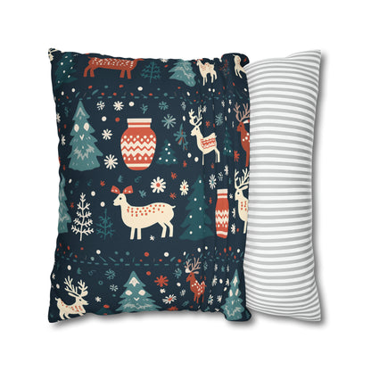 Holiday Pillowcase, Winter Accent Pillow Case with Reindeers, Christmas Trees, Snowflakes, Holiday Gift    - HolidayShoppingFinds