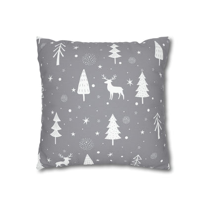 Reindeer Winter Wonderland Pillowcase Gray Holiday Pillow Christmas Gift (A), Holiday Gift    - HolidayShoppingFinds