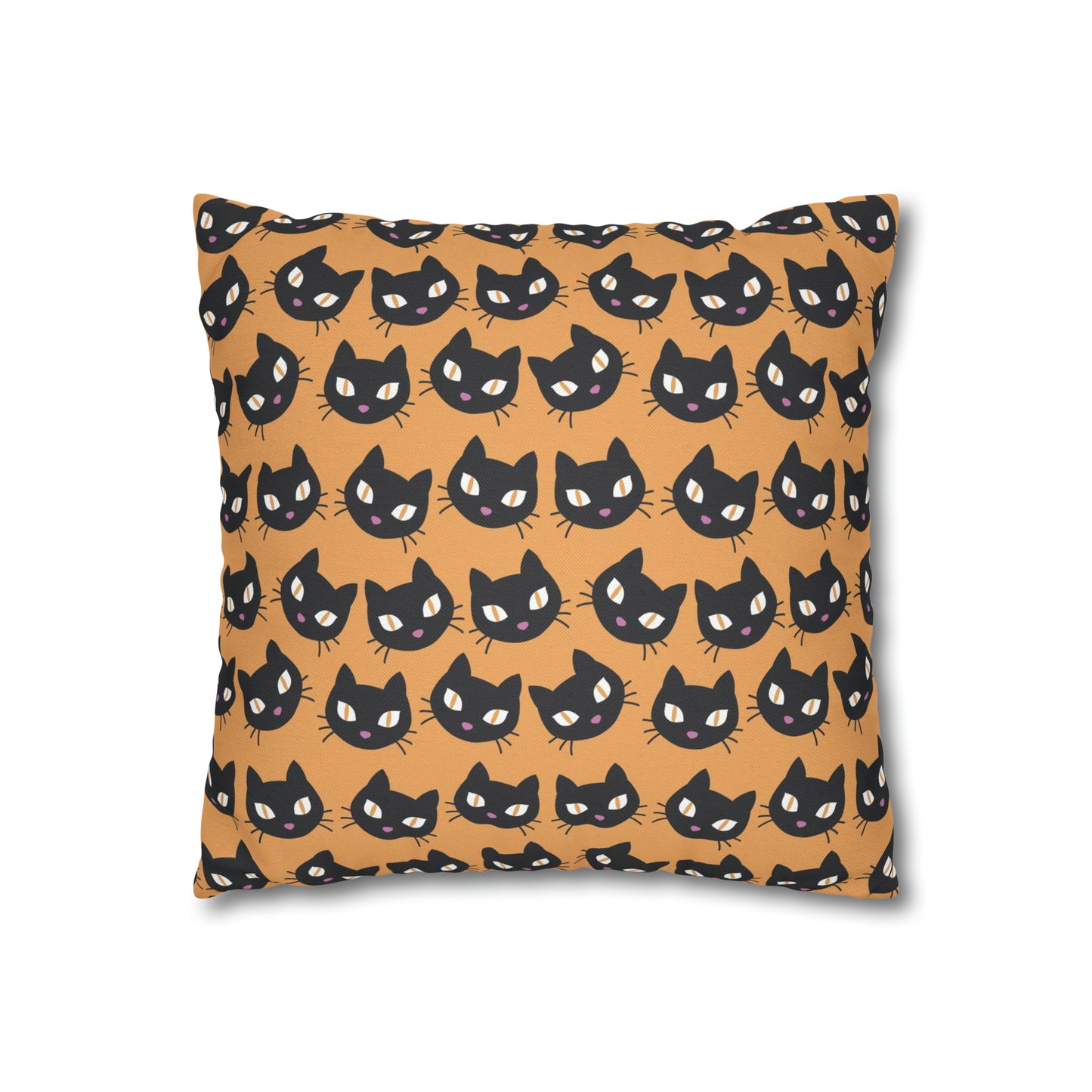 Cute Black Cats Halloween Pillowcase, Halloween Orange Throw Pillow Cover, Spooky Pillow, Square 2-Sided Pillow Case    - HolidayShoppingFinds