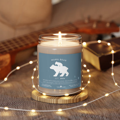 Mama Bear Candle, Personalized Gift For Mom, Scented Candle Blue, 100% Vegan Soy Wax Candle Eco-Friendly Long-Lasting Candle    - HolidayShoppingFinds