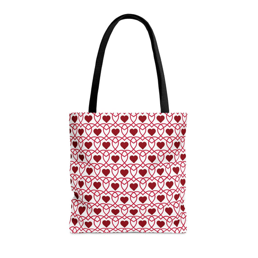 Red Heart to Heart Pattern Hand Tote Bag, Valentine's Day Gift Medium   - HolidayShoppingFinds