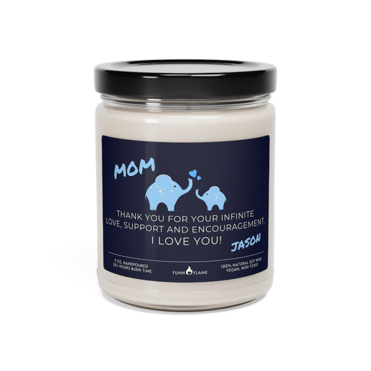 Personalized Mom Candle, Elephant Candle, Custom Gift for Mom (Blue) Nursery Candle, New Mom, Birthday Baby Shower Mothers Day Gift 100% Vegan Clean Cotton 9oz  - HolidayShoppingFinds