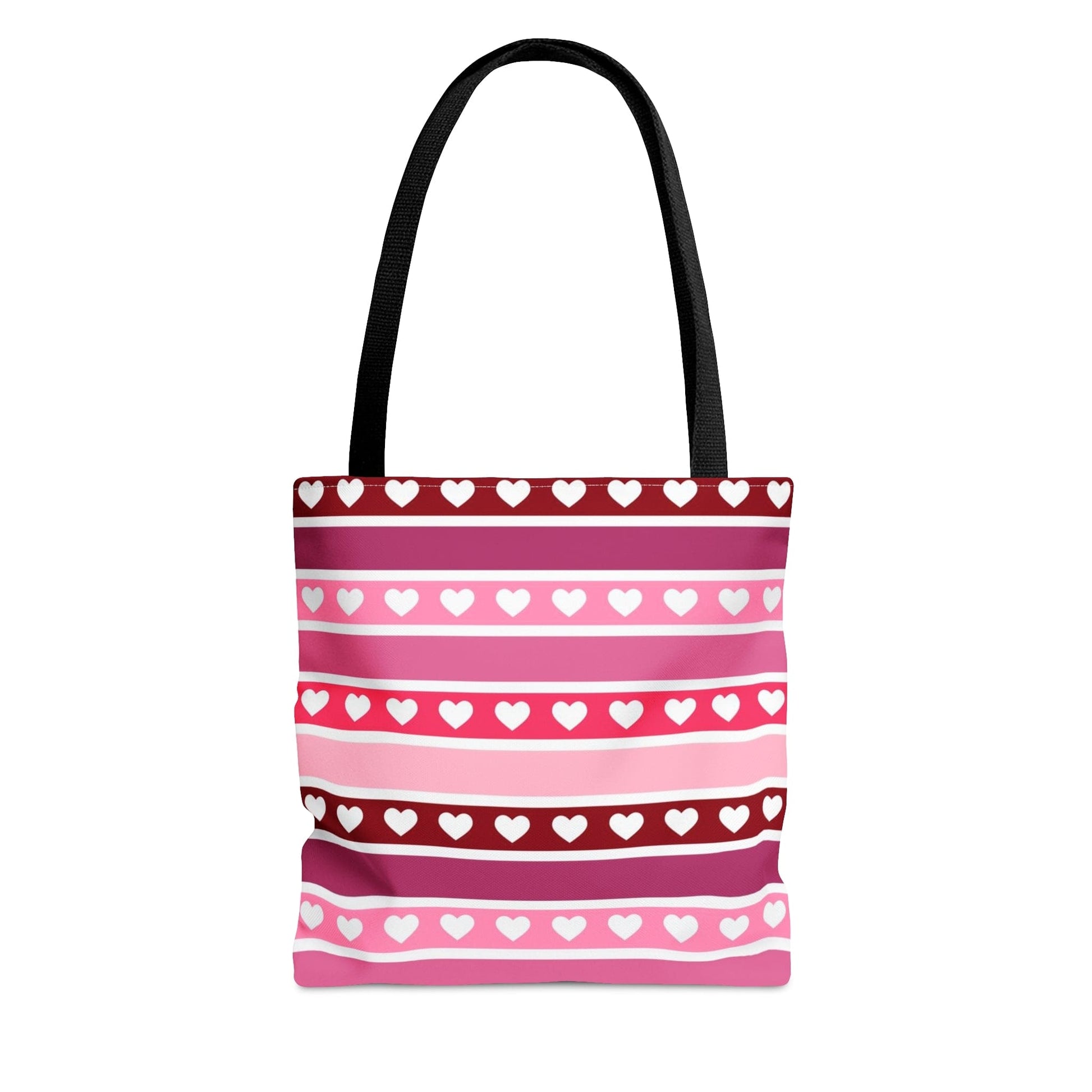 Cute Pink Hearts Valentine Tote Bag with Black Handle Small   - HolidayShoppingFinds