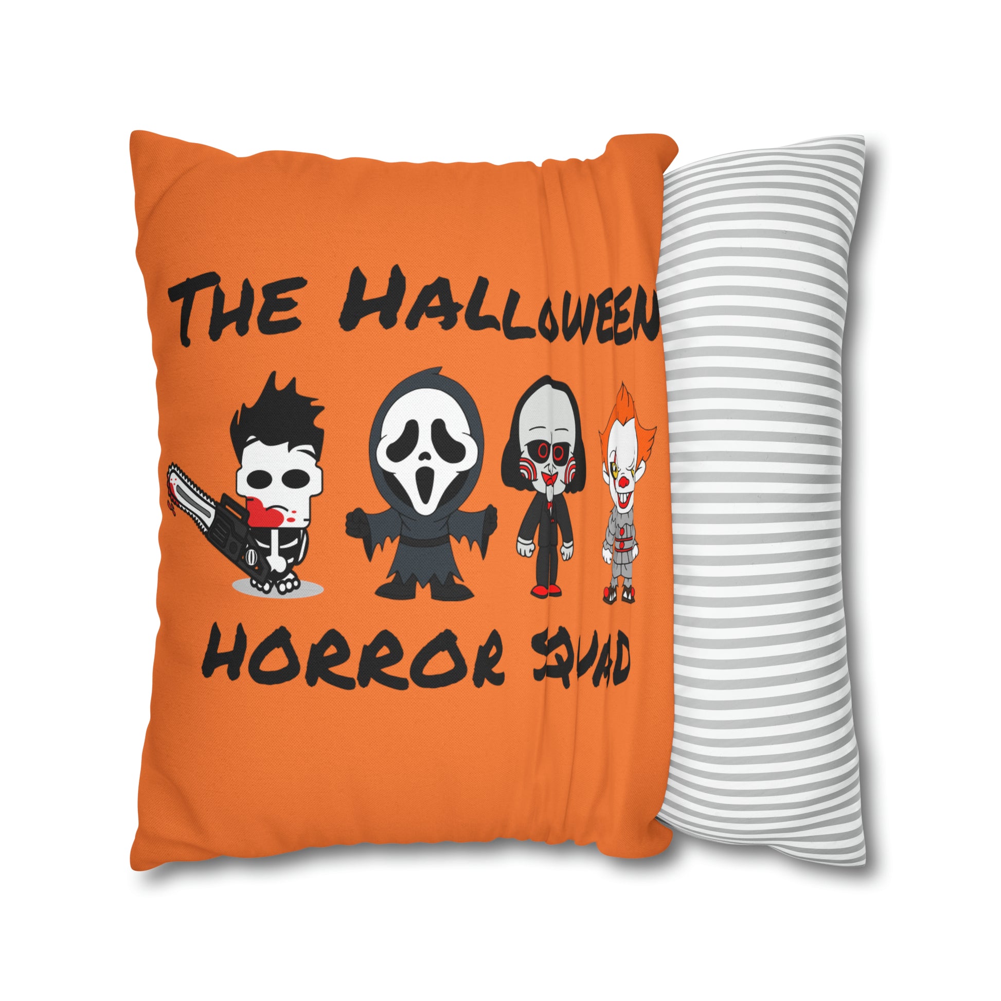 Halloween Horror Movie Characters Pillowcase, Halloween Killers Villains Orange Pillow, Horror Movie Fan Gift Pillow Cover    - HolidayShoppingFinds