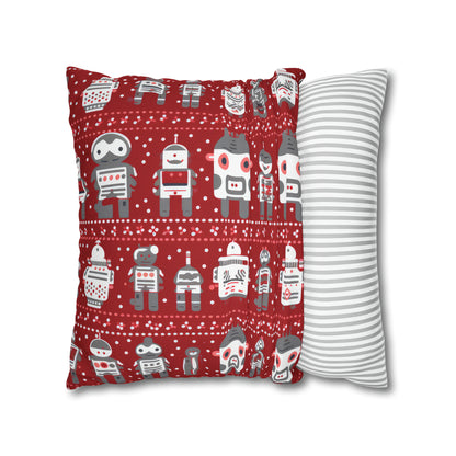 Holiday Robots Red Pillowcase, Gamers Pillow Case Cover, Tech Lovers Cushion Throw, Holiday Gift    - HolidayShoppingFinds