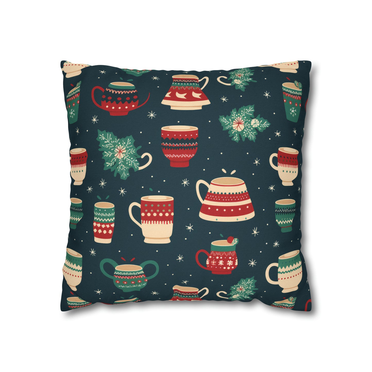 Hot Chocolate Pillowcase, Winter Accent Blue Pillow, Christmast Decoration, Christmas Gift    - HolidayShoppingFinds