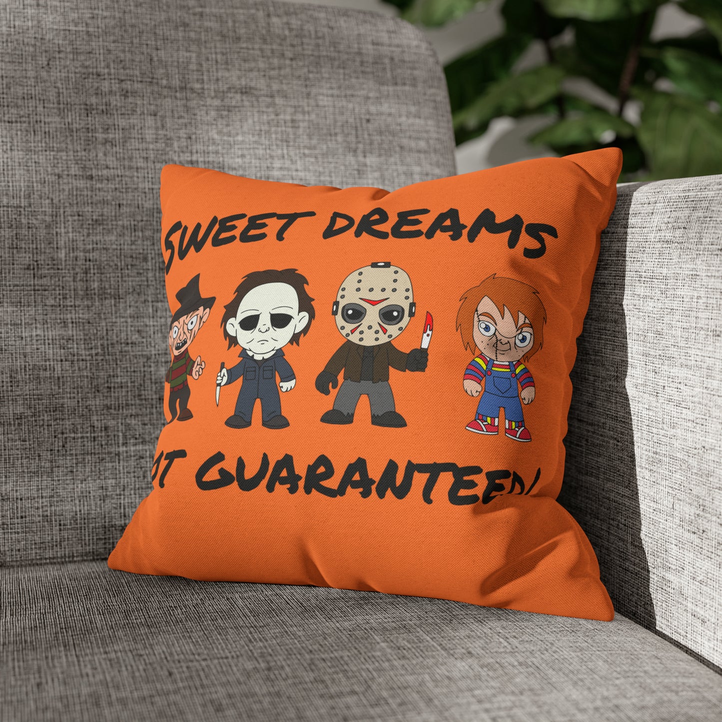 Halloween Horror Movie Characters Pillowcase, Halloween Killers Villains Orange Pillow, Horror Movie Fan Gift Pillow Cover    - HolidayShoppingFinds