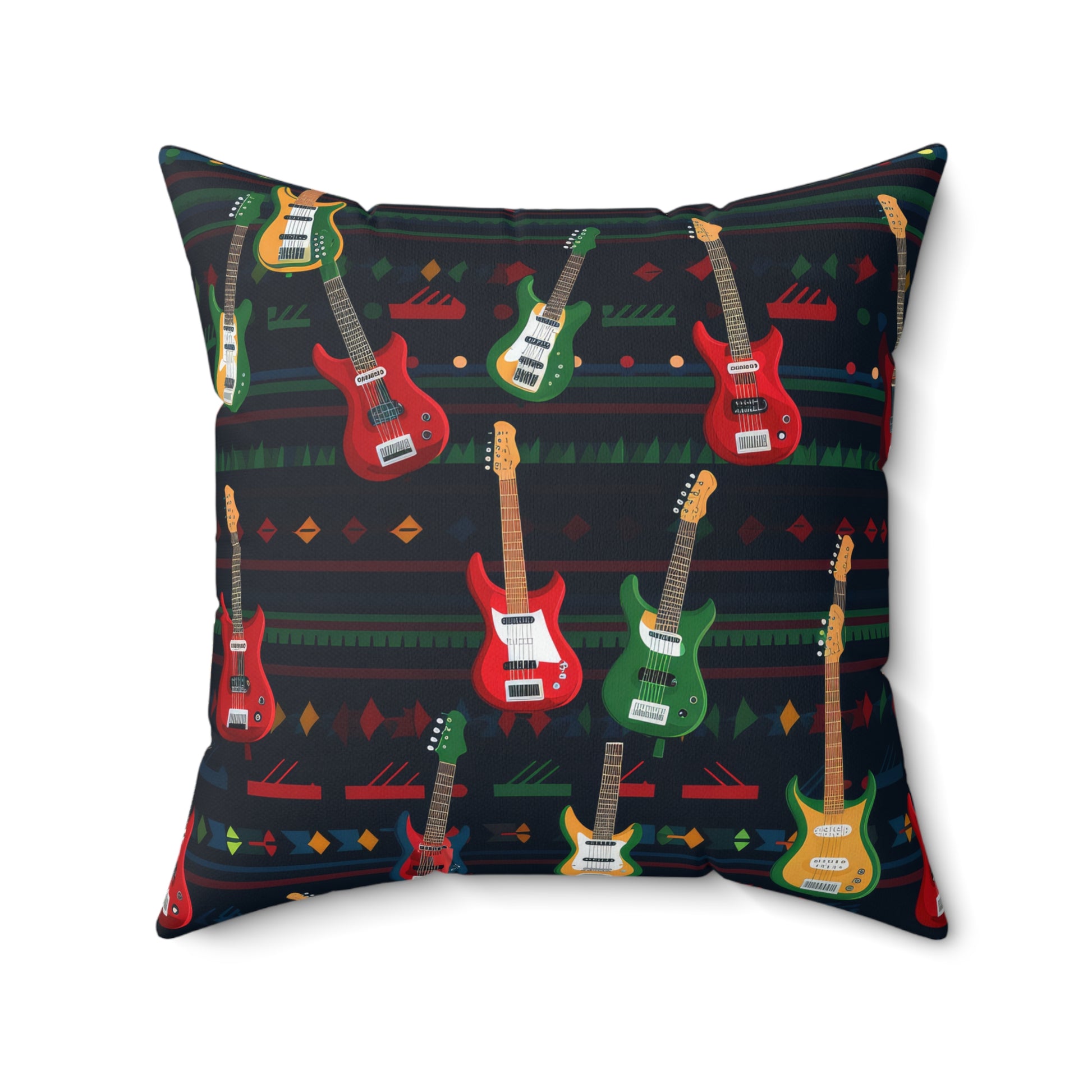 Rockstar Electric Guitar Pillow, Guitarist Gift, Music Lover Pillow (Insert Incl.) Black Blanket 20" × 20"   - HolidayShoppingFinds