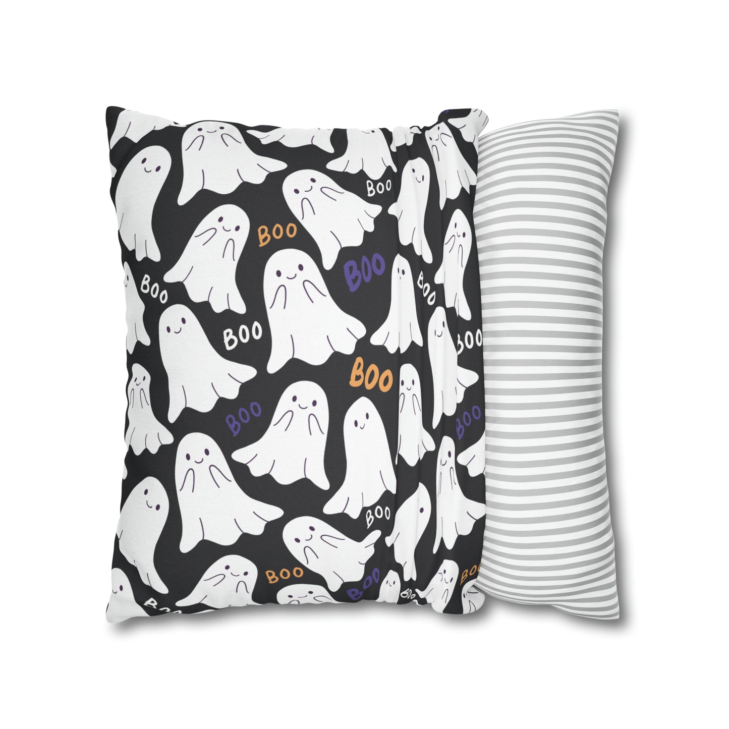 BOO Ghost Decorative Pillowcase Halloween Ghost Spooky Sofa Pillow B&W    - HolidayShoppingFinds