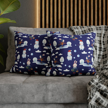 Snowman Pillowcase, Holiday Decor Pillow Cozy Winter Blue Throw Pillow, Holiday Gift    - HolidayShoppingFinds