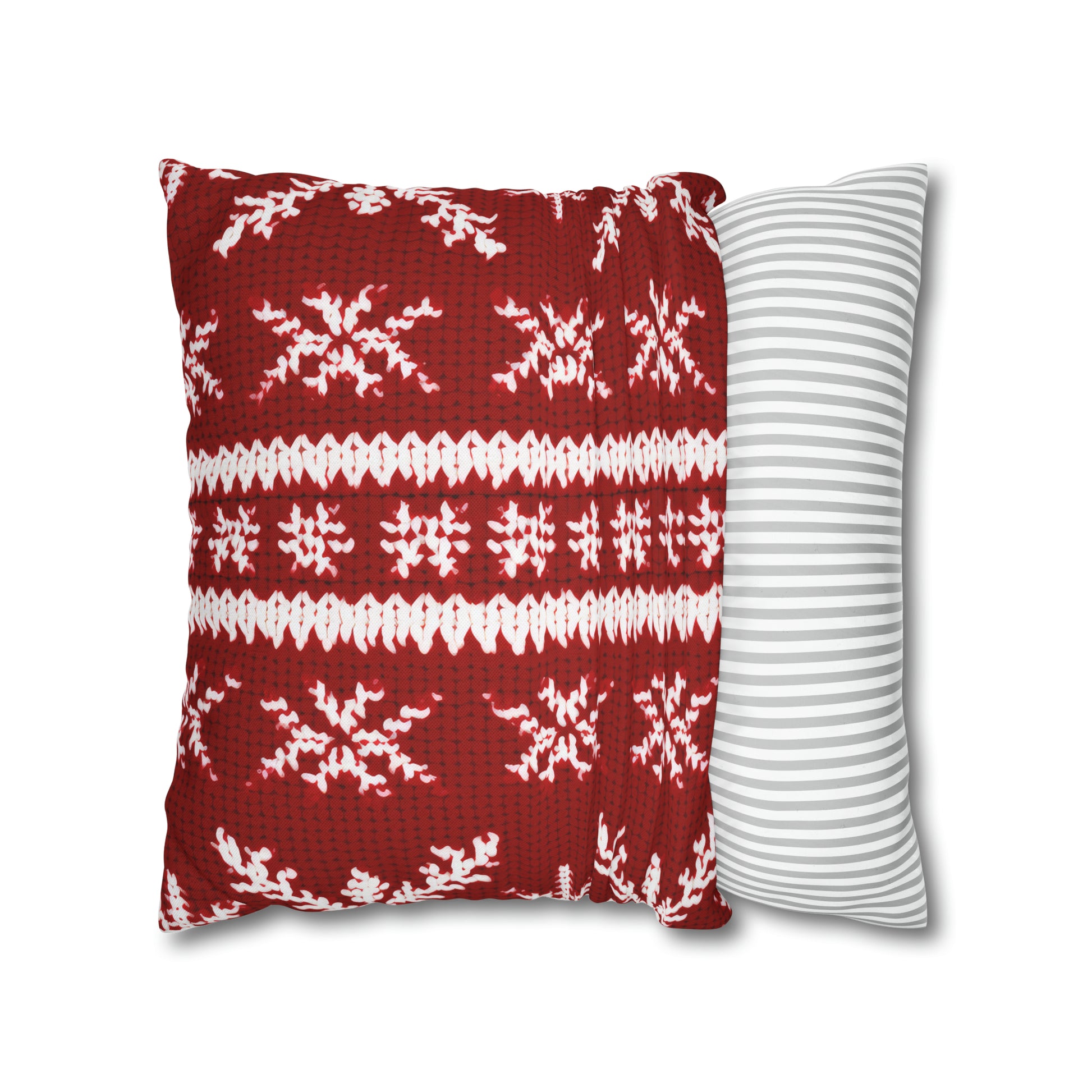 Scandinavian Holiday Pattern Red Square Pillow Case, Christmas Pillow Throw, Holiday Gift    - HolidayShoppingFinds