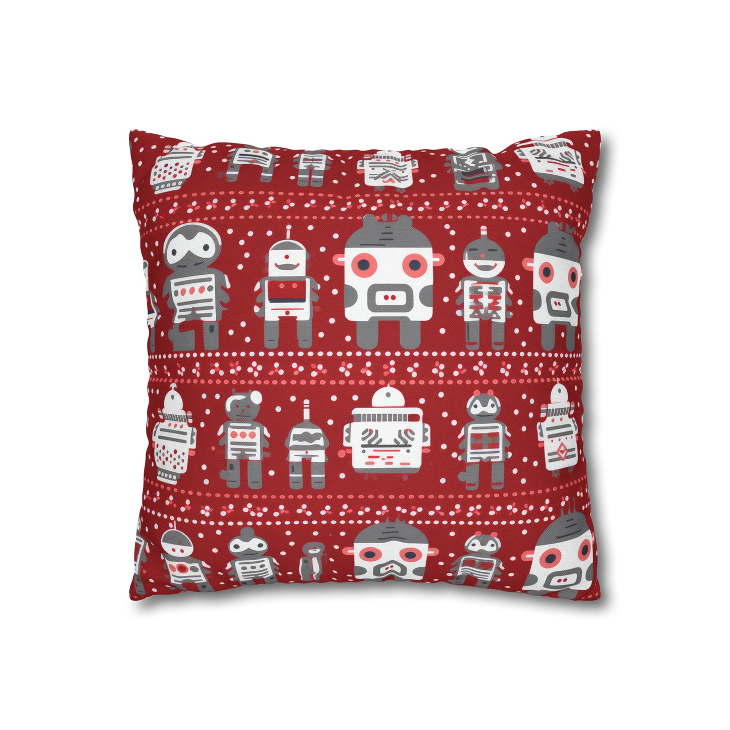 Holiday Robots Red Pillowcase, Gamers Pillow Case Cover, Tech Lovers Cushion Throw, Holiday Gift    - HolidayShoppingFinds