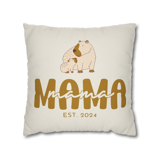 Personalized Mama Capybara Pillowcase Beige, Gift For Mom    - HolidayShoppingFinds