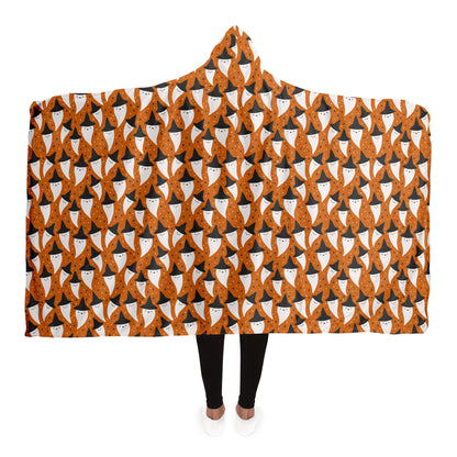 Halloween Spooky Ghosts Pattern Orange Hooded Blanket    - HolidayShoppingFinds