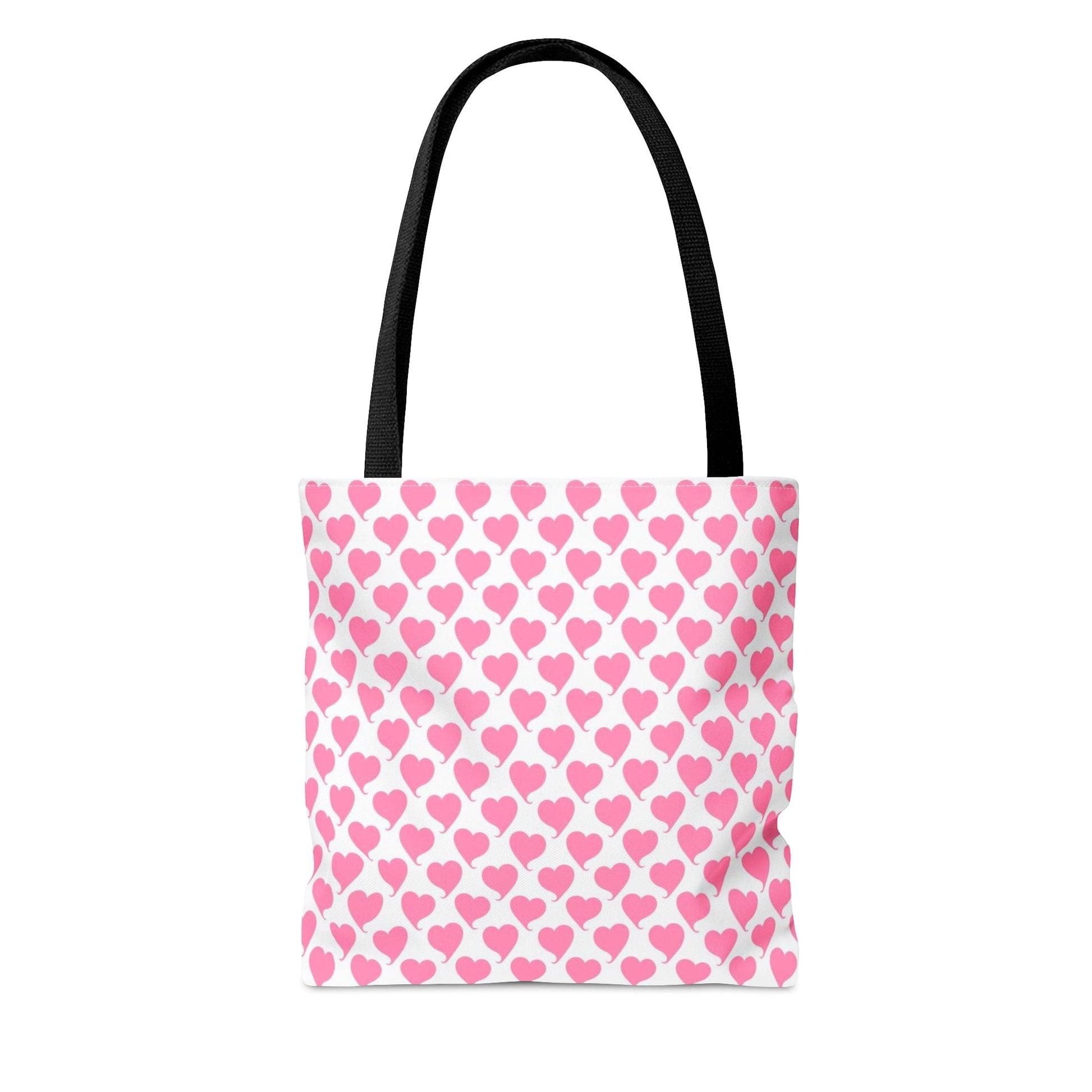 Lovely in Pink Hearts Pattern White Tote with Black Handles Bag - Valentine's Gift    - HolidayShoppingFinds