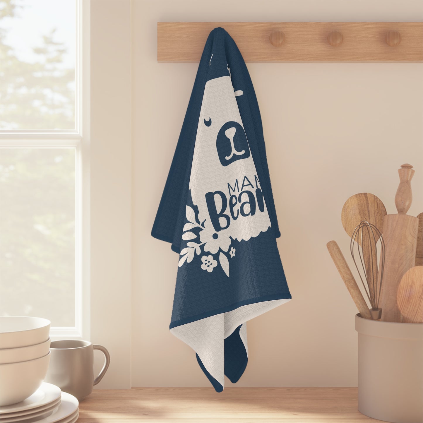 Personalized Mama Bear Kitchen Towel Blue, Custom Towel, Gift For Mom    - HolidayShoppingFinds