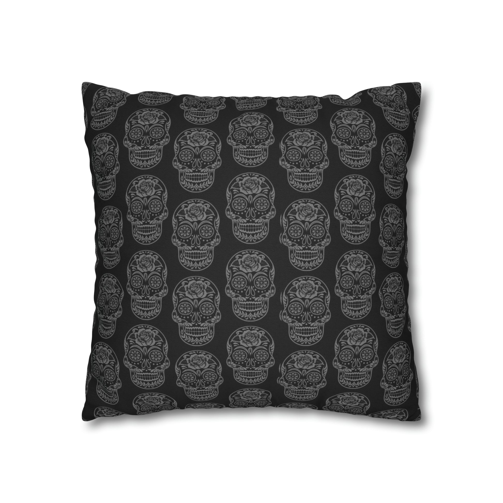 Sugar Skull Pillowcase, Day of the Dead Pillow, Dia De Los Muertos Pillow, Black Gothic Pillow, 2-Sided Square Pillow Cover    - HolidayShoppingFinds