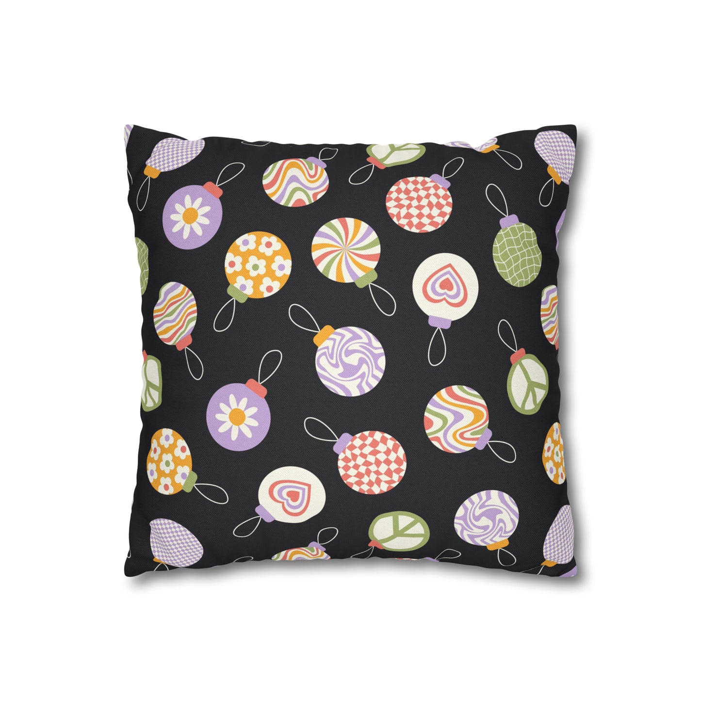 Colorful Christmas Ornaments Square Pillow Case Throw    - HolidayShoppingFinds