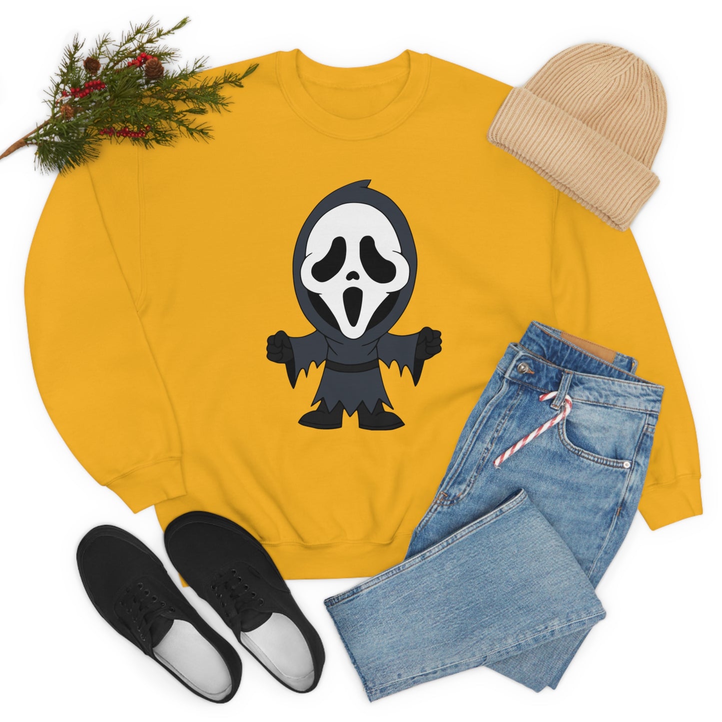 Ghostface Scream "Trick or Scream!" Halloween Unisex Sweatshirt Costume S-5XL    - HolidayShoppingFinds