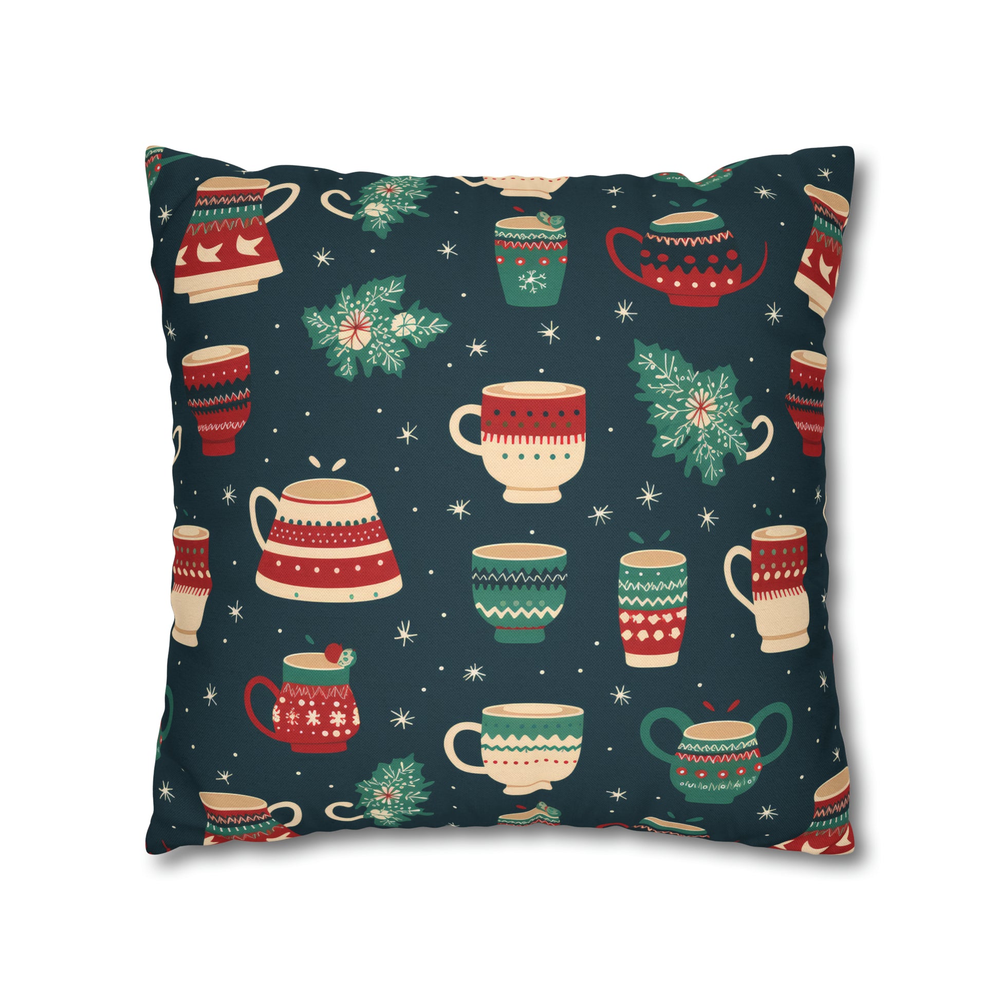 Hot Chocolate Pillowcase, Winter Accent Blue Pillow, Christmast Decoration, Christmas Gift    - HolidayShoppingFinds