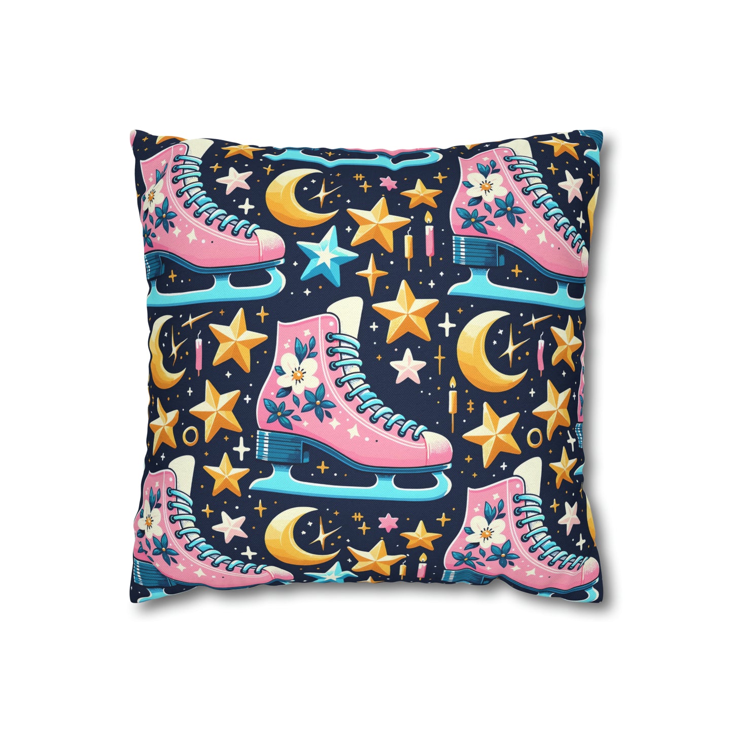 Roller Skates Pillowcase, 80s Vintage Retro Skates Pink Pillow Cover    - HolidayShoppingFinds