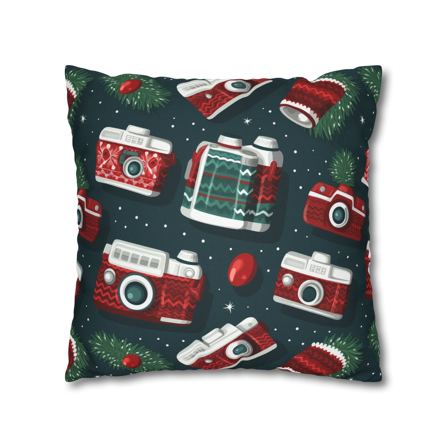 Vintage Camera Holiday Green Retro Pillow Case, Christmas Pillow Throw, Holiday Gift    - HolidayShoppingFinds