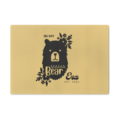 Custom Mama Bear Glass Cutting Board Yellow, Kitchen Gift for Mom Small   - HolidayShoppingFinds