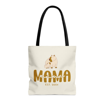 Custom Mama Capybara Tote Bag Beige, Gift for Mom Custom Tote Bag Medium   - HolidayShoppingFinds