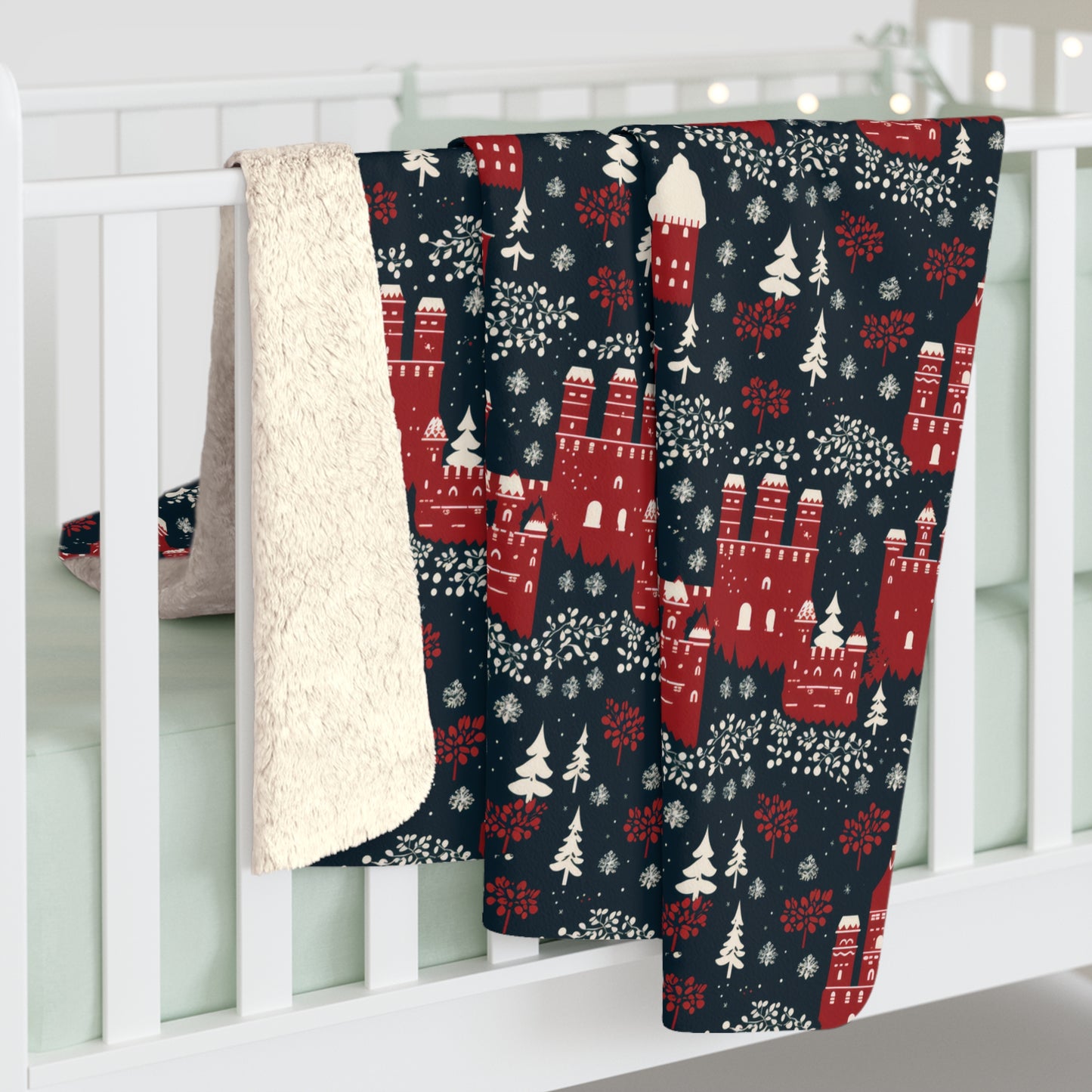 Castle Sherpa Blanket,  Red Fort Throw Blanket, Medieval Fortress Citadel Blanket    - HolidayShoppingFinds