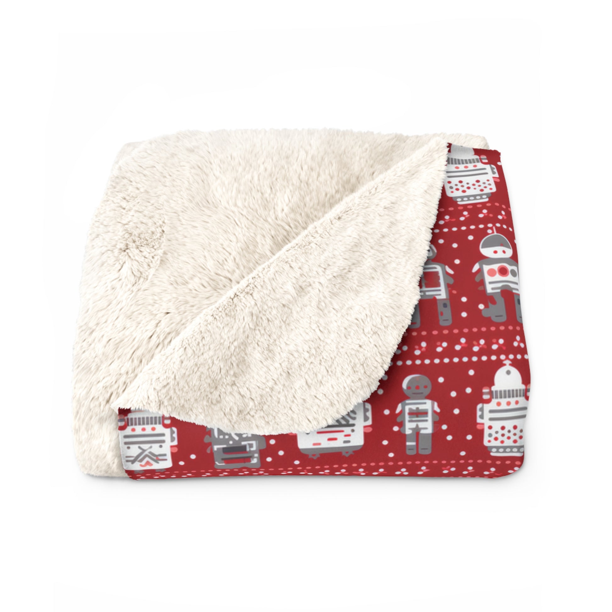 Robots Sherpa Blanket, Gamers Red Throw Blanket, Kids Teens Blanket    - HolidayShoppingFinds