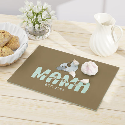 Personalized Mama Capybara Glass Cutting Board Khaki, Gift For Moms    - HolidayShoppingFinds