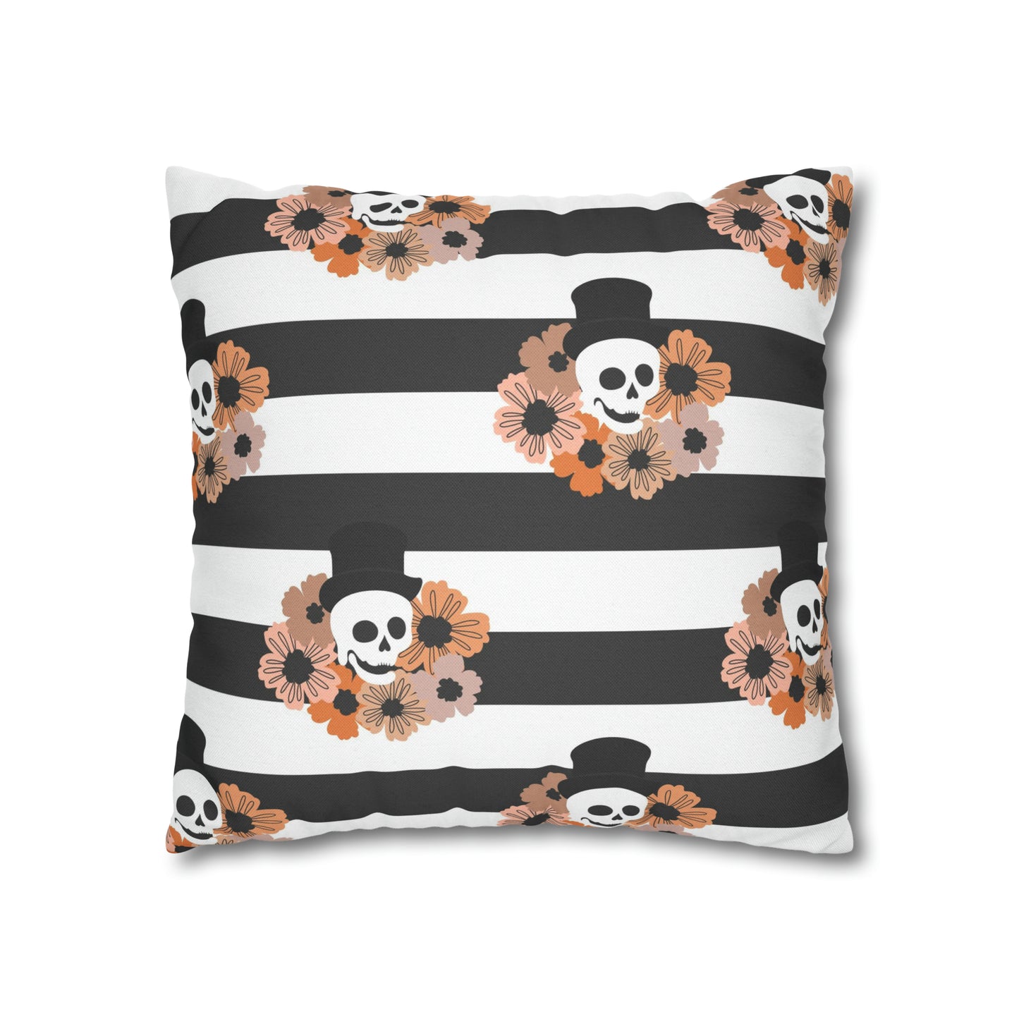 Halloween Phantom Pillowcase, Dia de los Muertos Skull Accent Pillow, 2-Sided Square B&W Decorative Pillow    - HolidayShoppingFinds