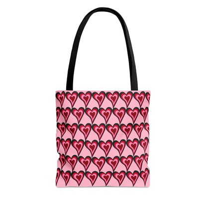 Big Red & Pink Hearts Pattern Pink Hand Tote Bag - Valentine's Gift Small   - HolidayShoppingFinds