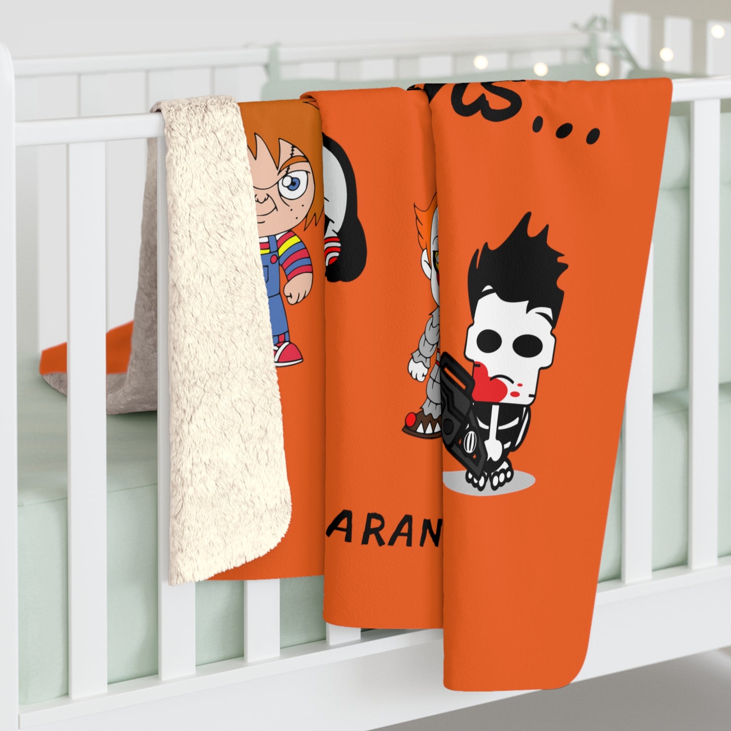 Halloween Horror Squad Fleece Blanket Orange Throw, Halloween Killers    - HolidayShoppingFinds