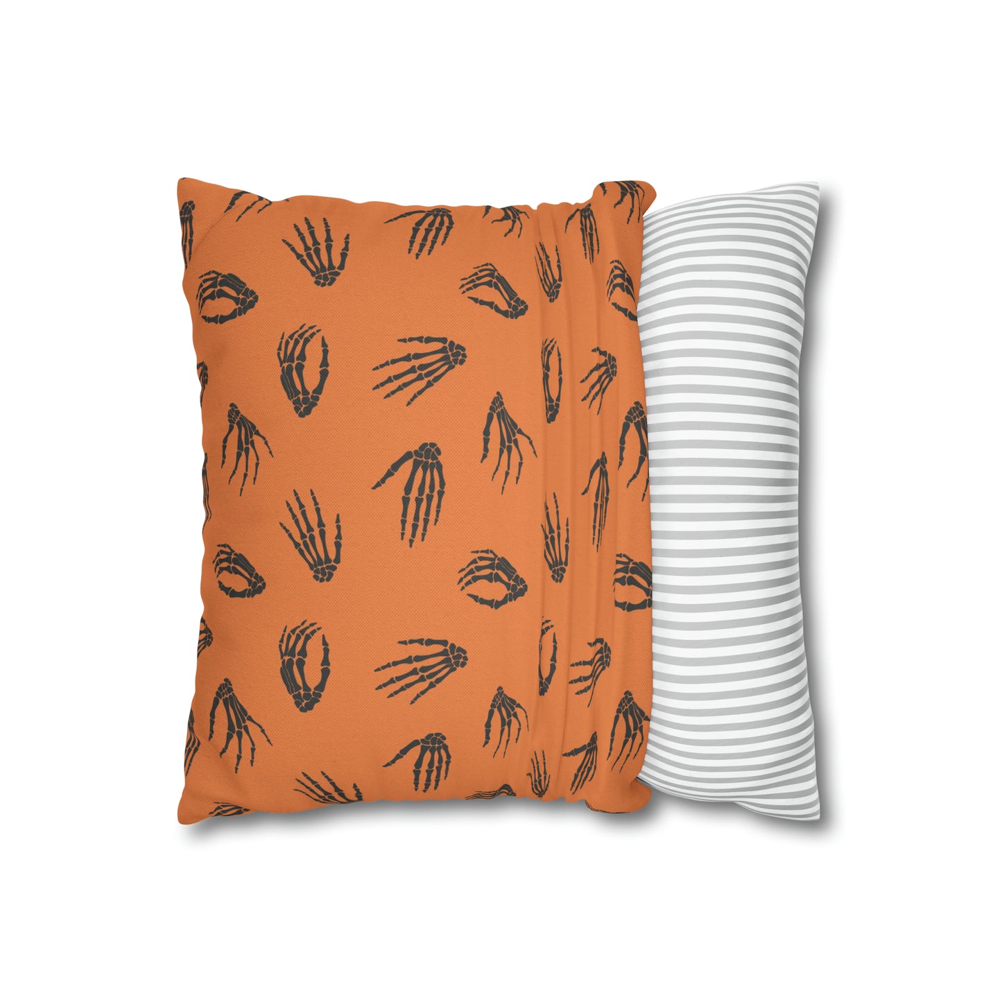 Skeleton Hands Pillowcase Halloween Orange Pillow Spooky Accent Pillow    - HolidayShoppingFinds