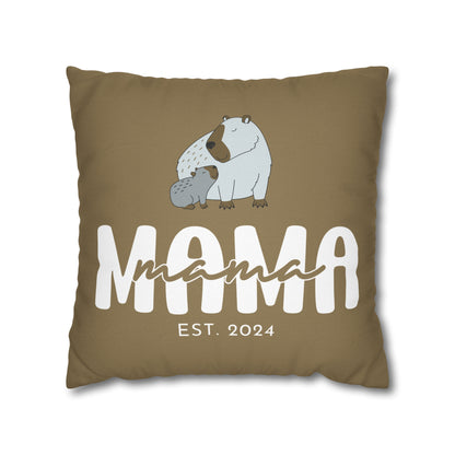 Personalized Mama Capybara Pillowcase Khaki, Gift For Mom    - HolidayShoppingFinds