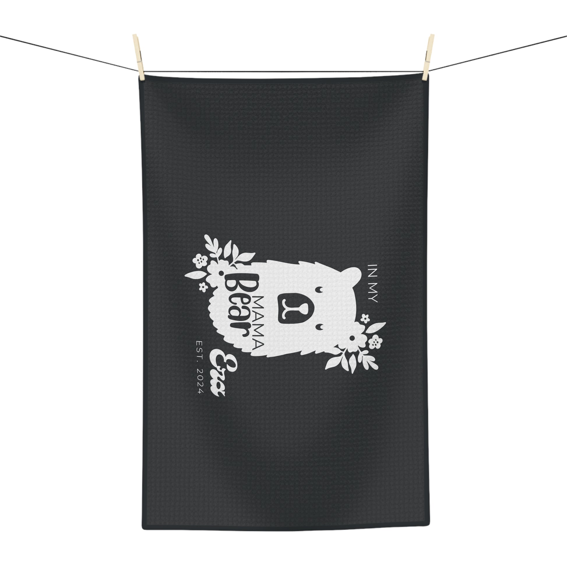 Personalized Mama Bear Kitchen Towel Grey, Custom Towel, Gift For Mom    - HolidayShoppingFinds