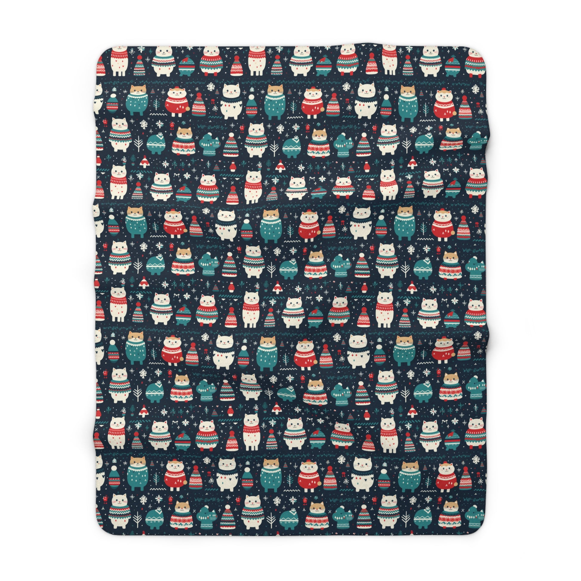 Cute Cats Sherpa Blanket, Kitten Blanket, Kitty Cartoon Blanket, Holiday Gift for Cat Lover Cat Mom, Cozy Throw Blanket, Holiday Gift    - HolidayShoppingFinds