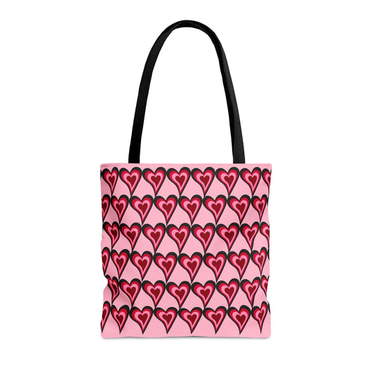 Big Red & Pink Hearts Pattern Pink Hand Tote Bag - Valentine's Gift Medium   - HolidayShoppingFinds