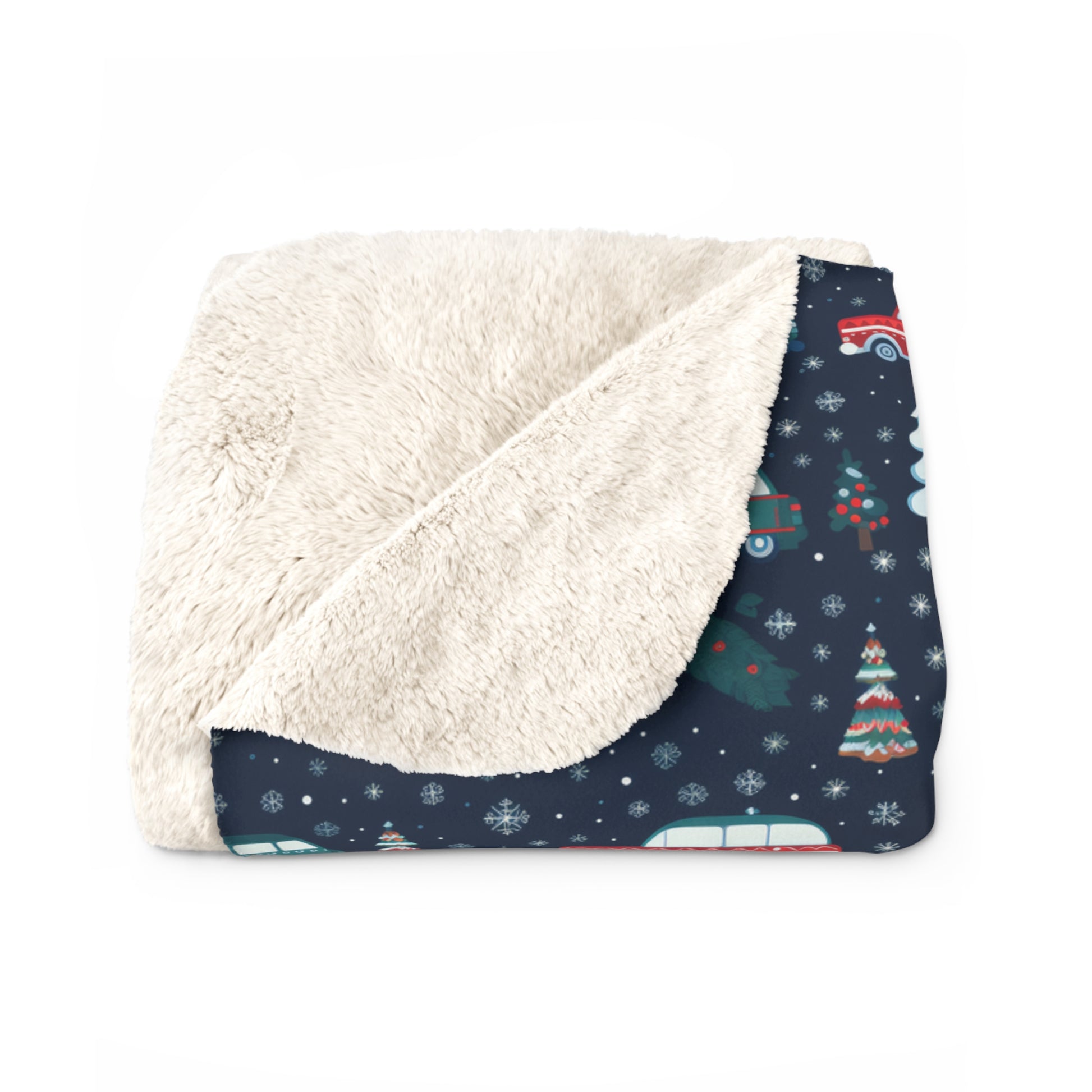 Vanlife Sherpa Blanket, Camping Blanket Throw, Winter Van Blue Blanket    - HolidayShoppingFinds