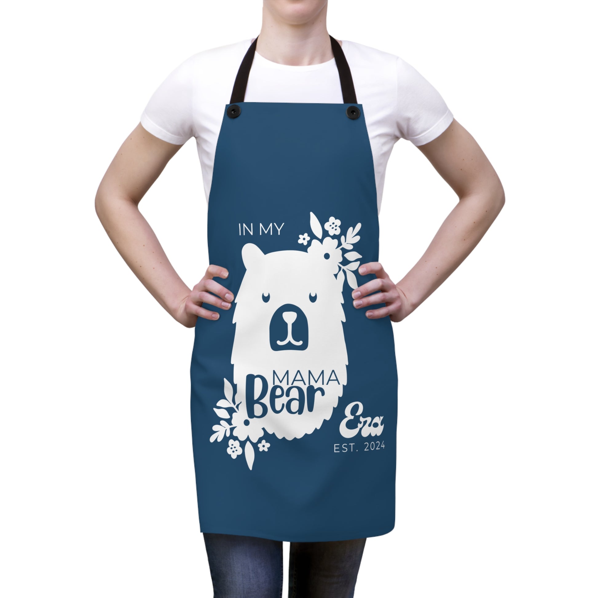 Personalized Mama Bear Era Apron, Mom Chef Apron Blue, Gift for Moms D One Size   - HolidayShoppingFinds