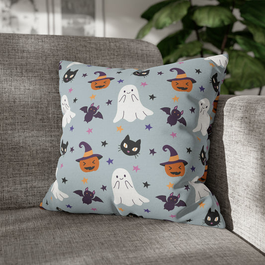 Halloween Spooky Pillowcase, Ghoul Gang Ghost Black Cat Witch Hat Pillow Cover Gray    - HolidayShoppingFinds