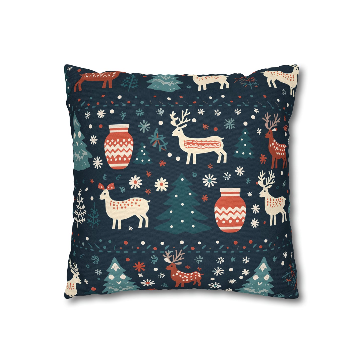 Holiday Pillowcase, Winter Accent Pillow Case with Reindeers, Christmas Trees, Snowflakes, Holiday Gift    - HolidayShoppingFinds