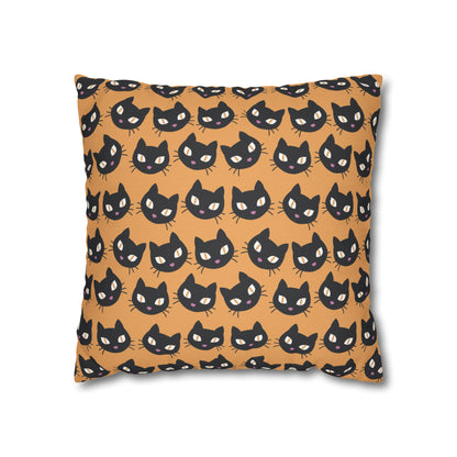 Cute Black Cats Halloween Pillowcase, Halloween Orange Throw Pillow Cover, Spooky Pillow, Square 2-Sided Pillow Case    - HolidayShoppingFinds