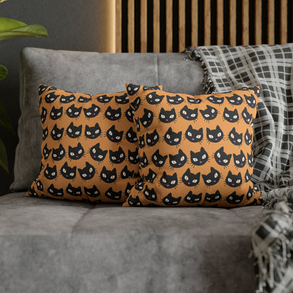 Cute Black Cats Halloween Pillowcase, Halloween Orange Throw Pillow Cover, Spooky Pillow, Square 2-Sided Pillow Case 14" × 14"   - HolidayShoppingFinds