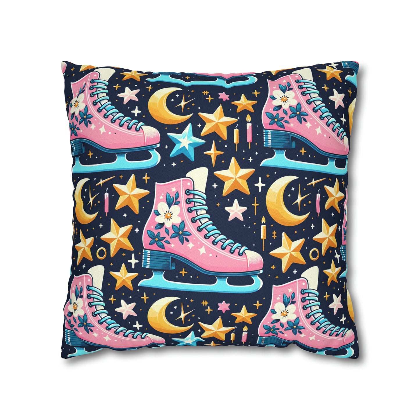 Roller Skates Pillowcase, 80s Vintage Retro Skates Pink Pillow Cover    - HolidayShoppingFinds