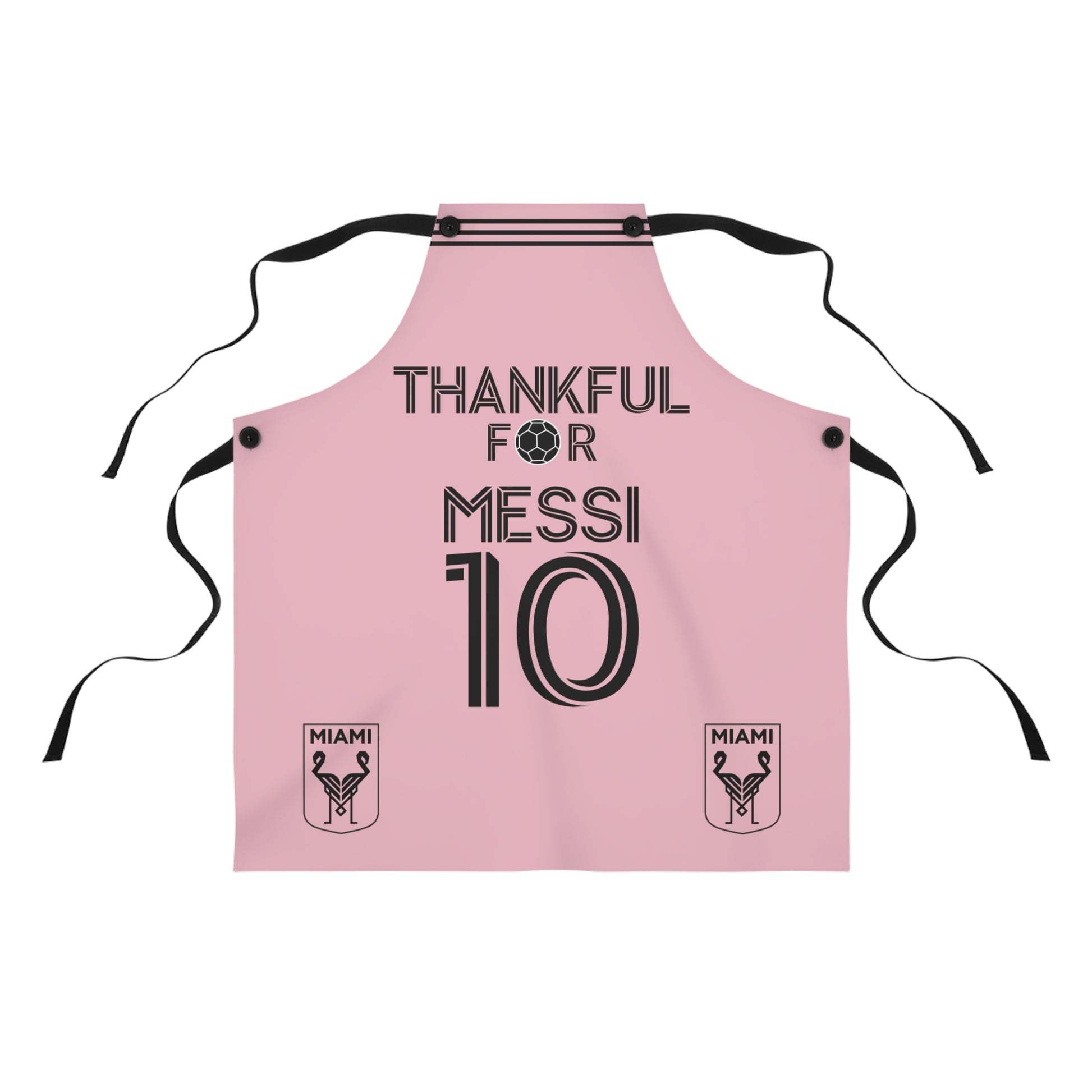 Thankful for Messi 10 Chef Apron, Miami Fútbol Soccer Fan Cooking Wear Pink Apron    - HolidayShoppingFinds