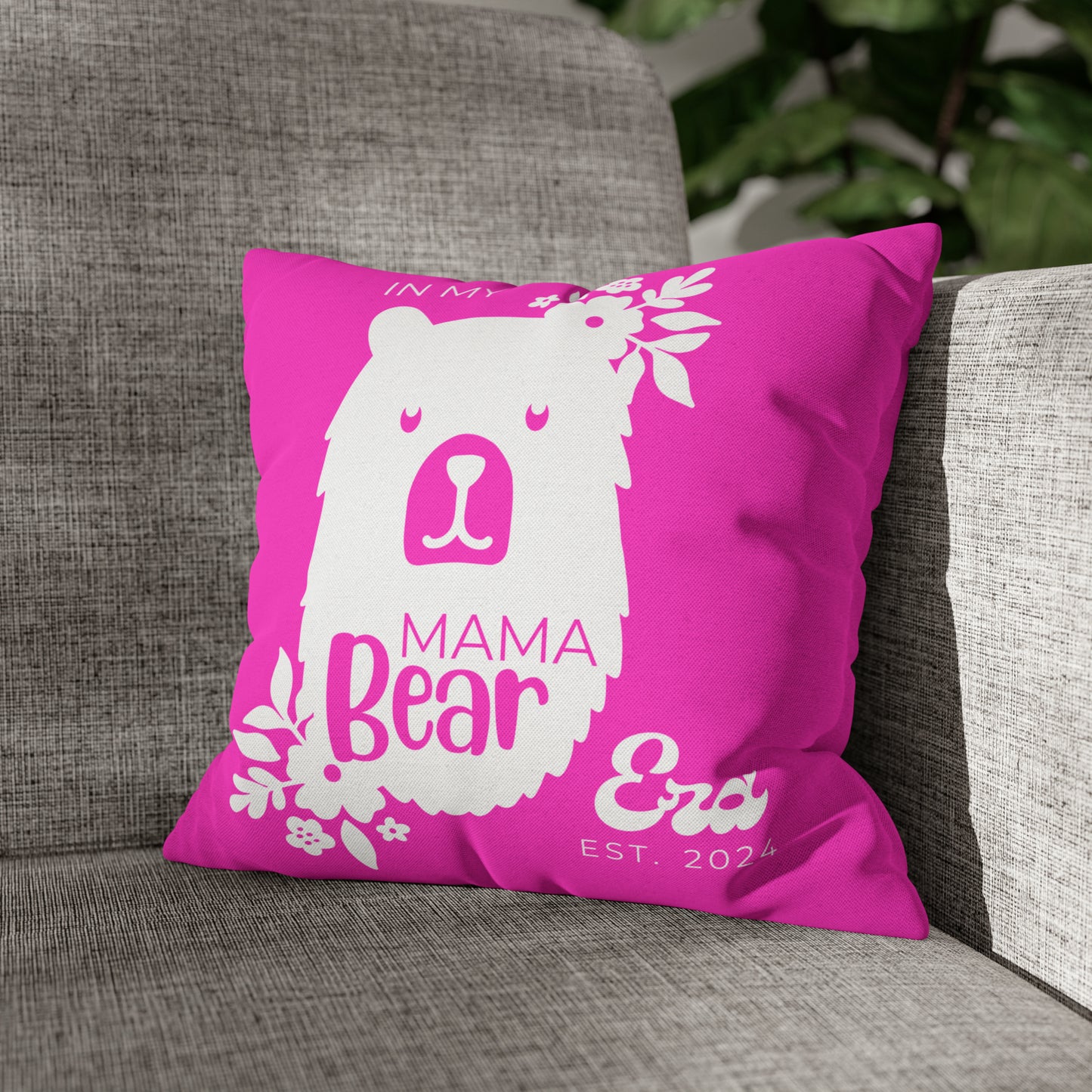 Personalized In My Mama Bear Era Pillowcase Pink, Gift For Mom 14" × 14"   - HolidayShoppingFinds